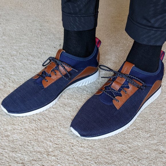 cole haan grandmøtion navy stitchlite lace ups